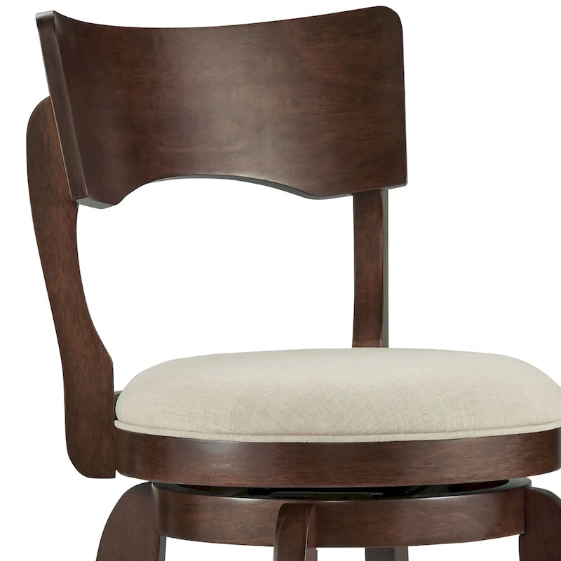 Drehbarer Barhocker in Braun mit hoher Rückenlehne, Barhöhe 29 Zoll