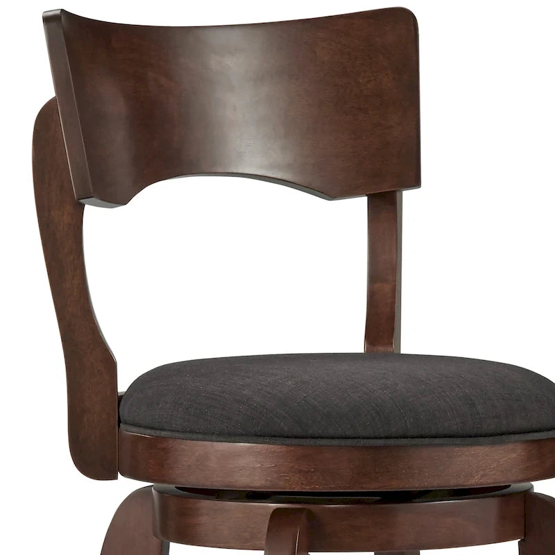 Drehbarer Barhocker in Braun mit hoher Rückenlehne, Barhöhe 29 Zoll