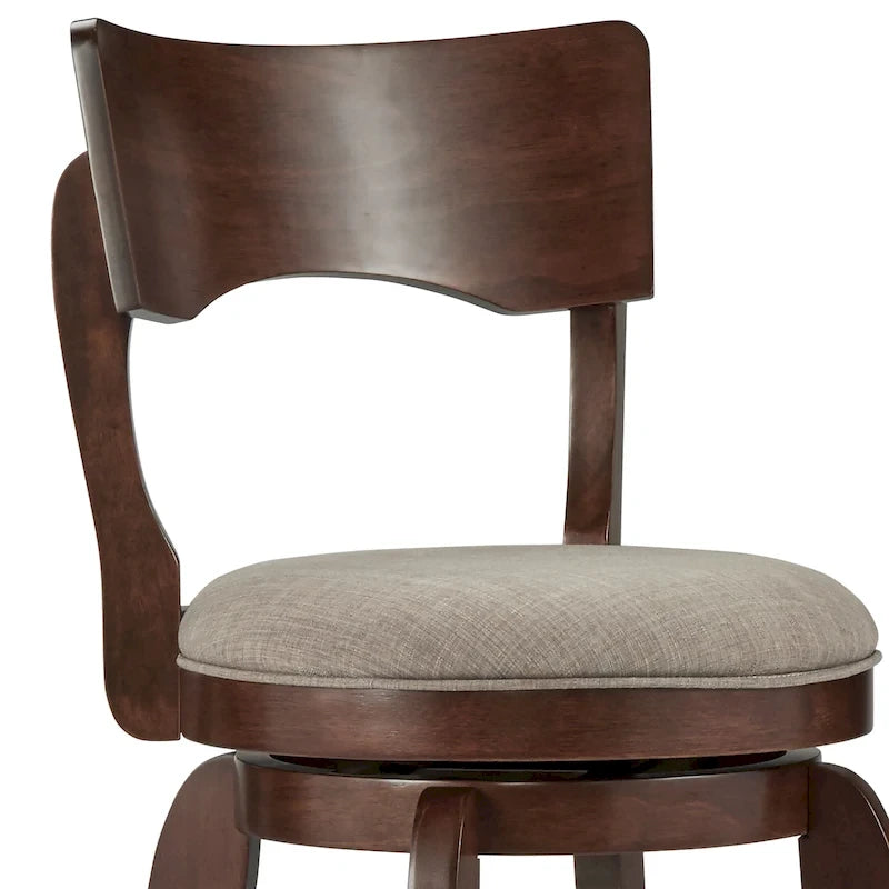 Drehbarer Barhocker in Braun mit hoher Rückenlehne, Barhöhe 29 Zoll