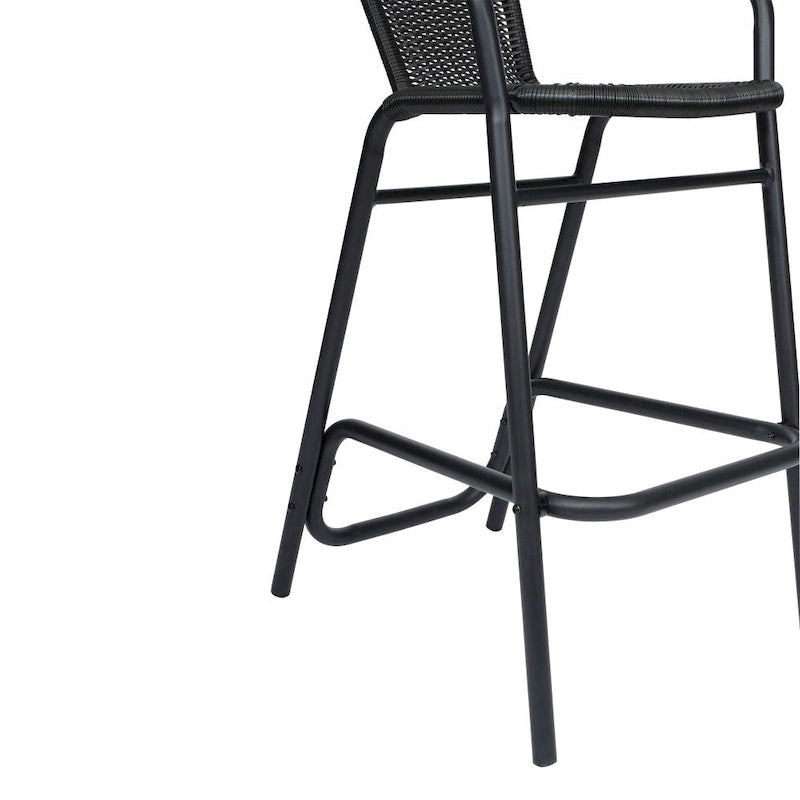 Gewerblicher Rattan-Barhocker für den Innen- und Außenbereich mit Aluminiumrahmen