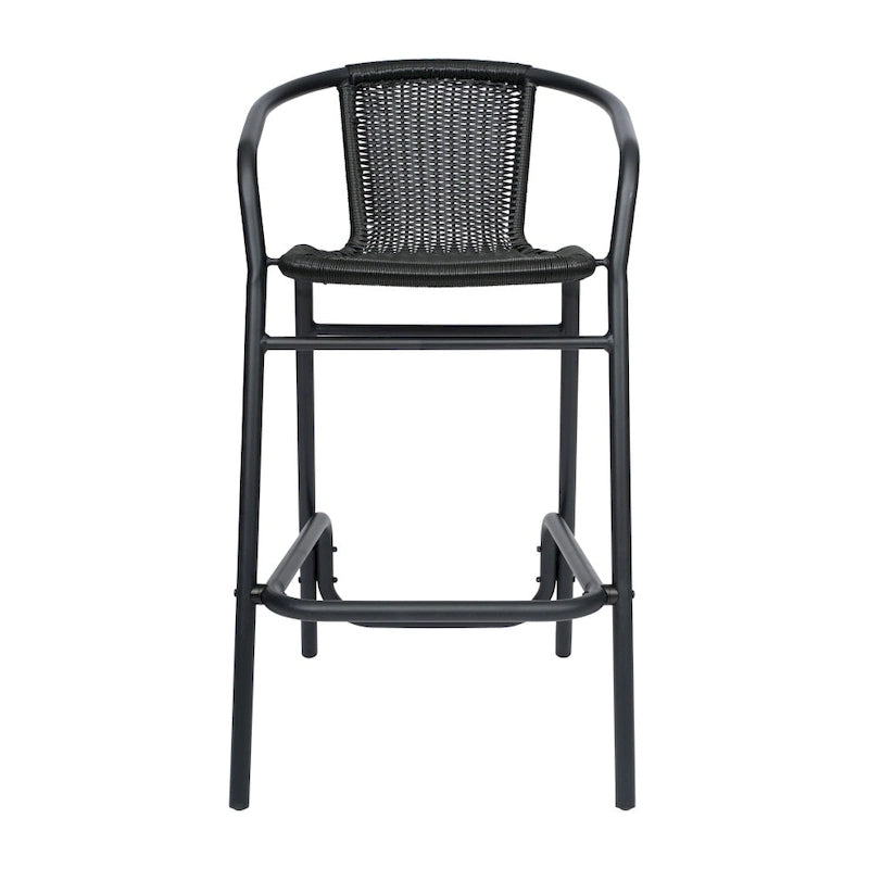 Gewerblicher Rattan-Barhocker für den Innen- und Außenbereich mit Aluminiumrahmen