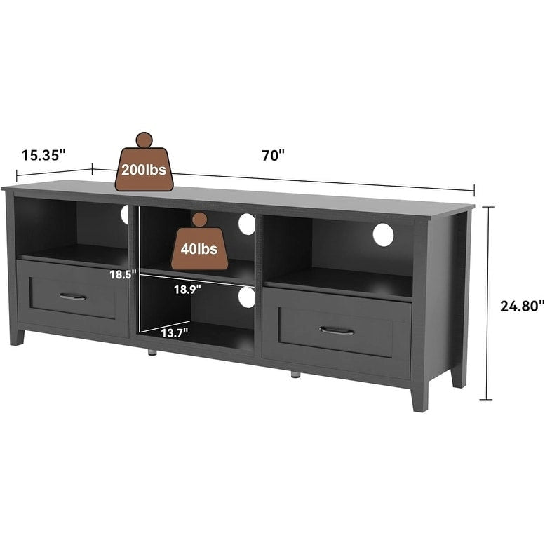 70 inch TV Stand for TVs up to 80 with Drawers and Adjustable Shelves