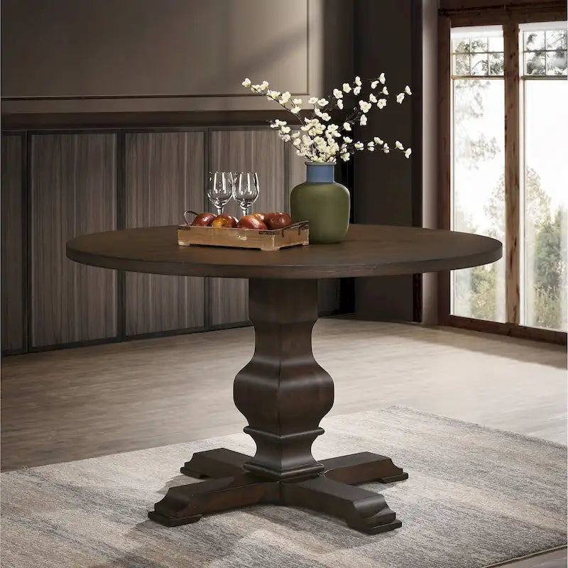 Roundhill Furniture Havre Pedestal Base Round Dining Table - N/A