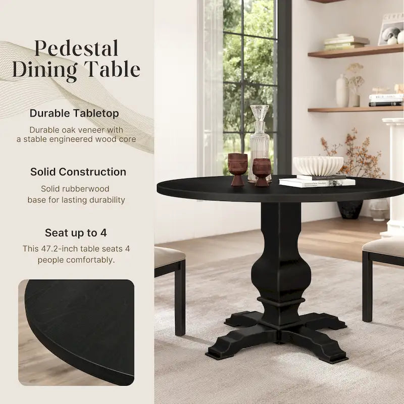 47.25" Round Dining Table with Pedestal Base