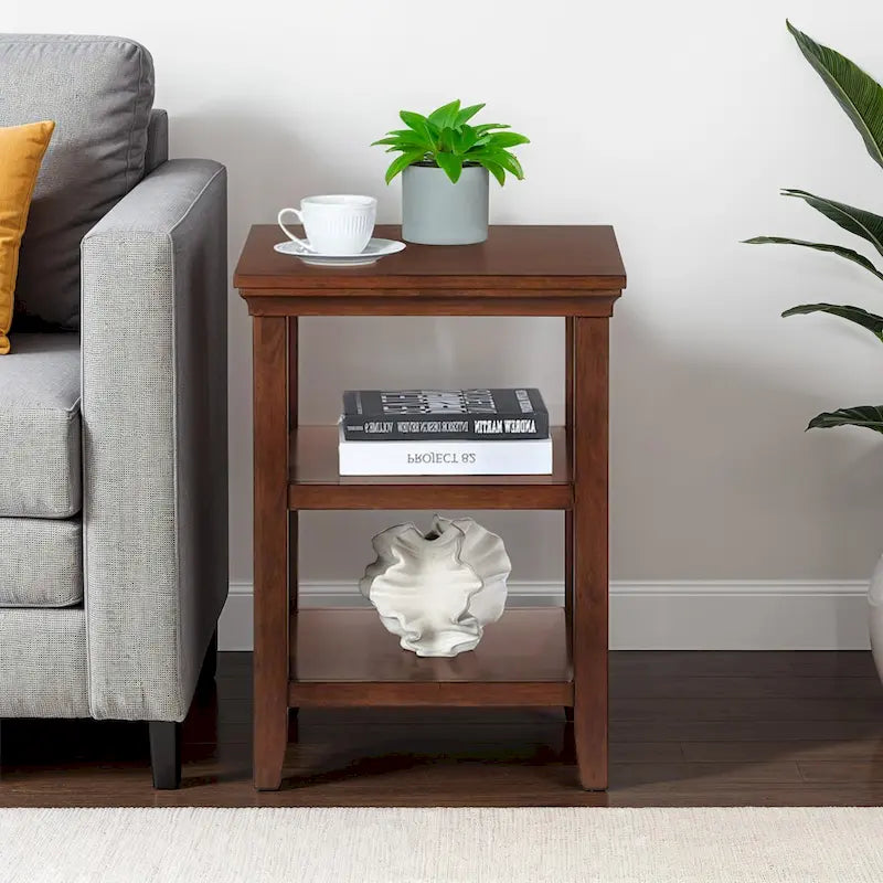 3-Tier End Table with Shelves