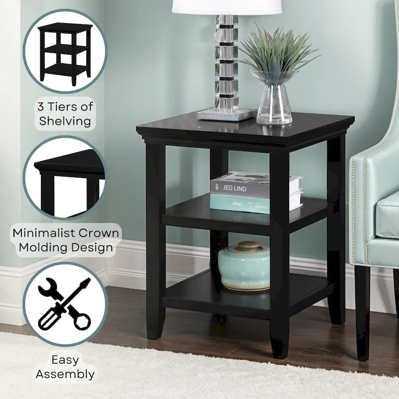 3-Tier End Table with Shelves