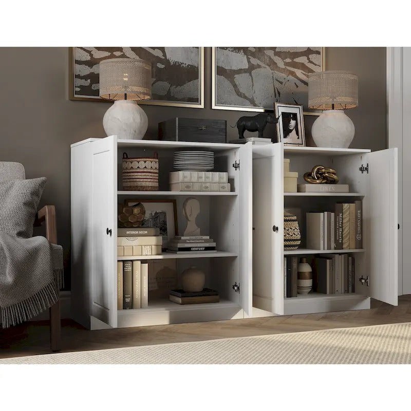 Sideboard aus 100 % Massivholz mit Glas- oder Massivholztüren - 64 x 35.75