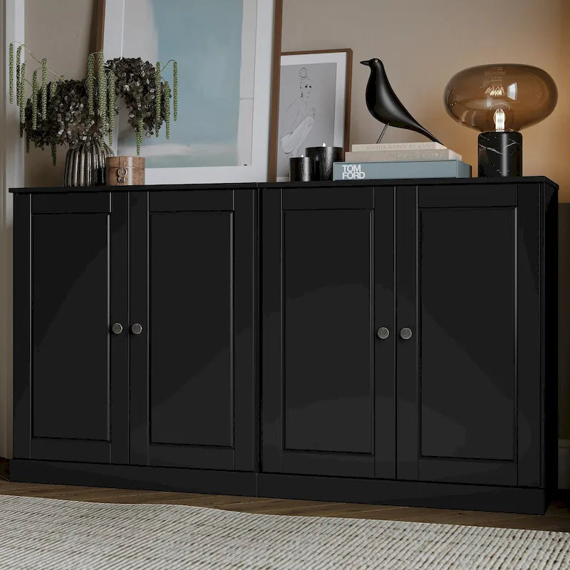 100% Solid Wood Sideboard with Glass or Solid Wood Doors - 64 x 35.75