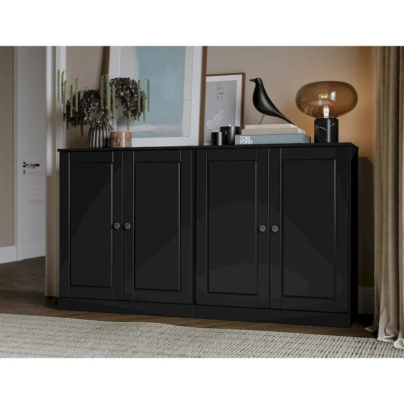 100% Solid Wood Sideboard with Glass or Solid Wood Doors - 64 x 35.75