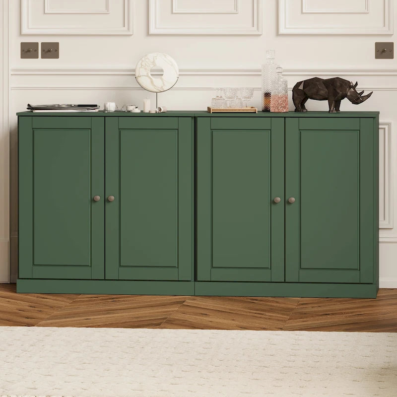 Sideboard aus 100 % Massivholz mit Glas- oder Massivholztüren - 64 x 35.75