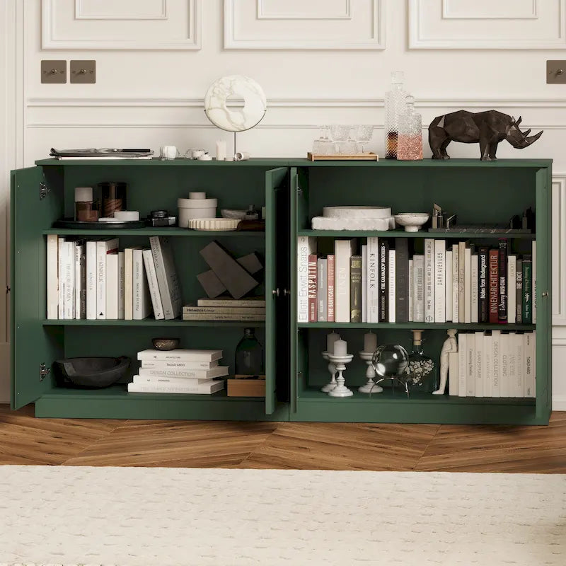 Sideboard aus 100 % Massivholz mit Glas- oder Massivholztüren - 64 x 35.75