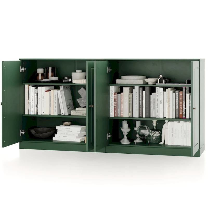 Sideboard aus 100 % Massivholz mit Glas- oder Massivholztüren - 64 x 35.75