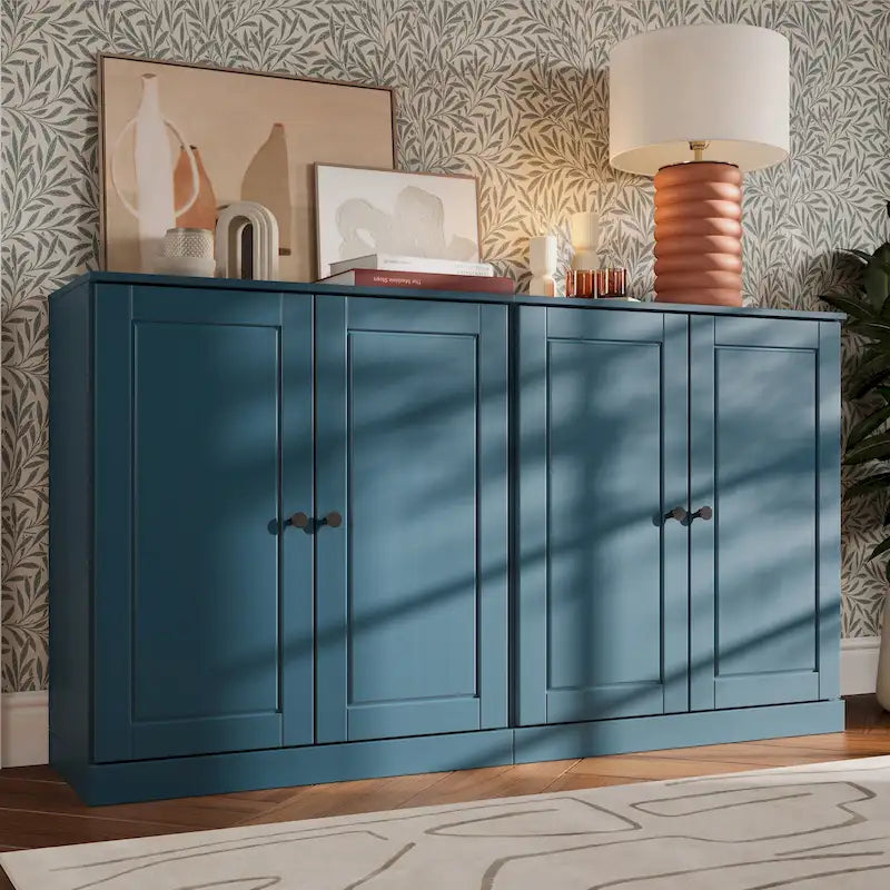 Sideboard aus 100 % Massivholz mit Glas- oder Massivholztüren - 64 x 35.75