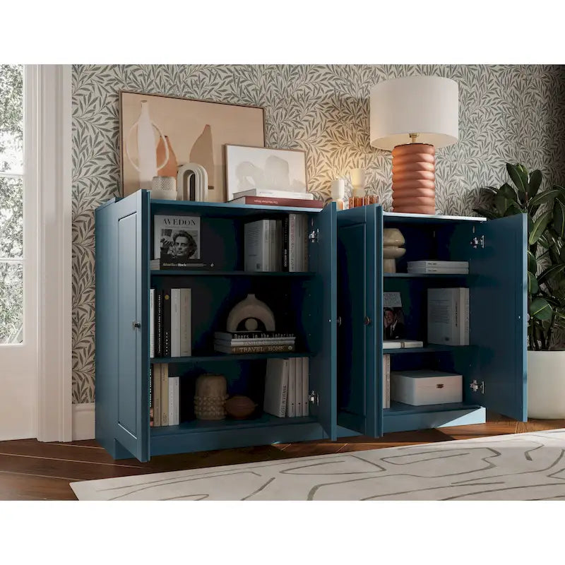 Sideboard aus 100 % Massivholz mit Glas- oder Massivholztüren - 64 x 35.75