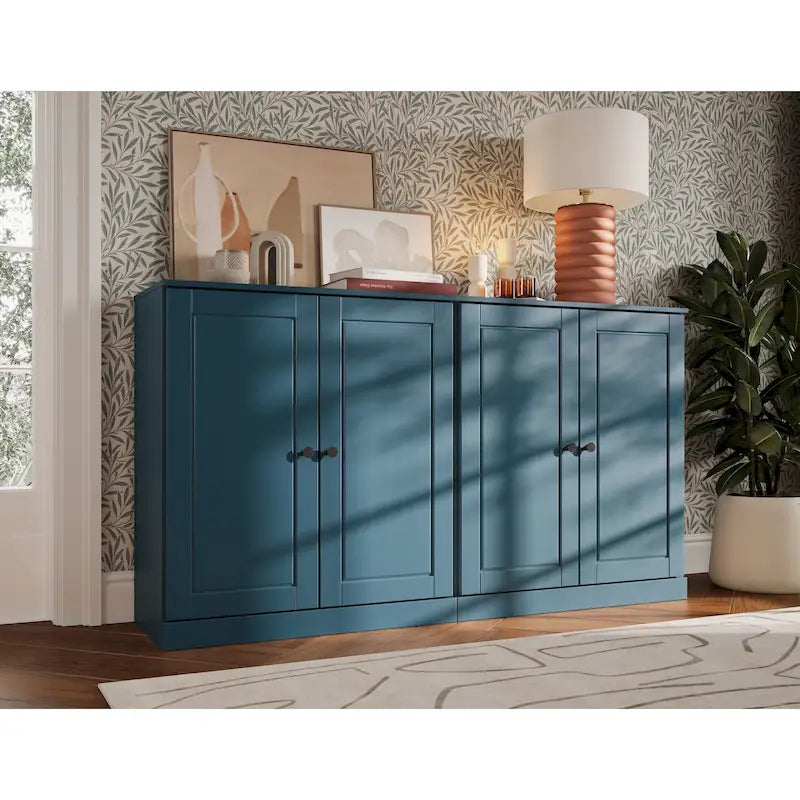 Sideboard aus 100 % Massivholz mit Glas- oder Massivholztüren - 64 x 35.75