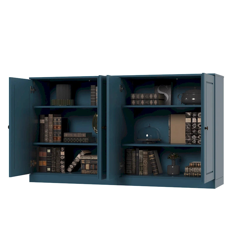 Sideboard aus 100 % Massivholz mit Glas- oder Massivholztüren - 64 x 35.75