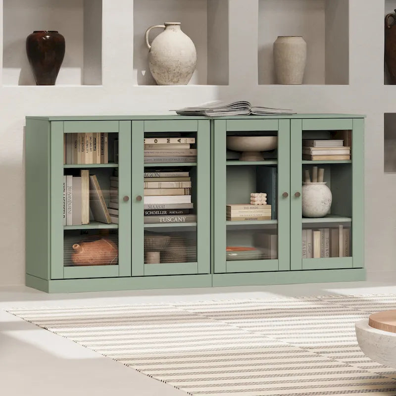 Sideboard aus 100 % Massivholz mit Glas- oder Massivholztüren - 64 x 35.75
