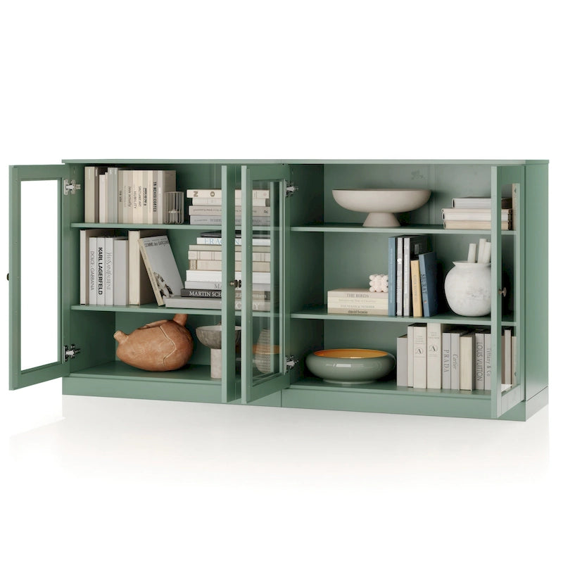 Sideboard aus 100 % Massivholz mit Glas- oder Massivholztüren - 64 x 35.75