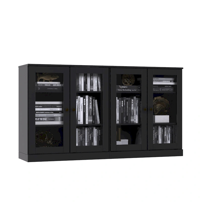 Sideboard aus 100 % Massivholz mit Glas- oder Massivholztüren - 64 x 35.75