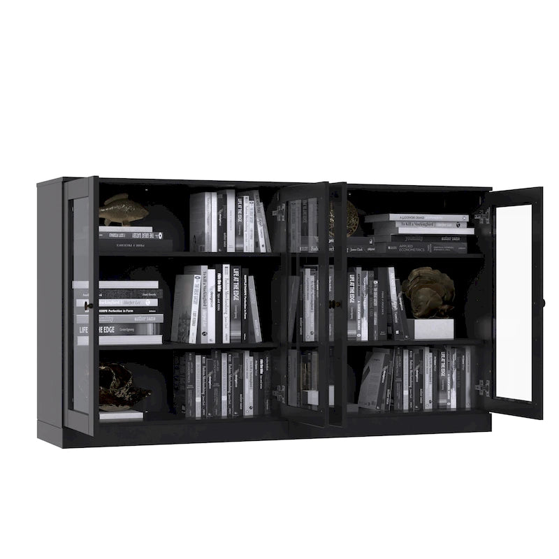 Sideboard aus 100 % Massivholz mit Glas- oder Massivholztüren - 64 x 35.75