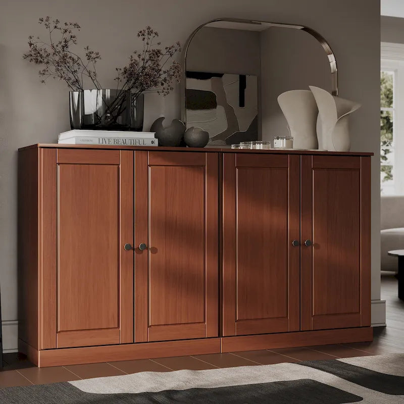 Sideboard aus 100 % Massivholz mit Glas- oder Massivholztüren - 64 x 35.75