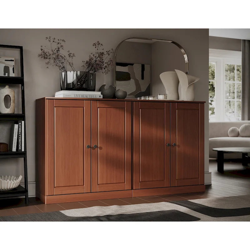 Sideboard aus 100 % Massivholz mit Glas- oder Massivholztüren - 64 x 35.75
