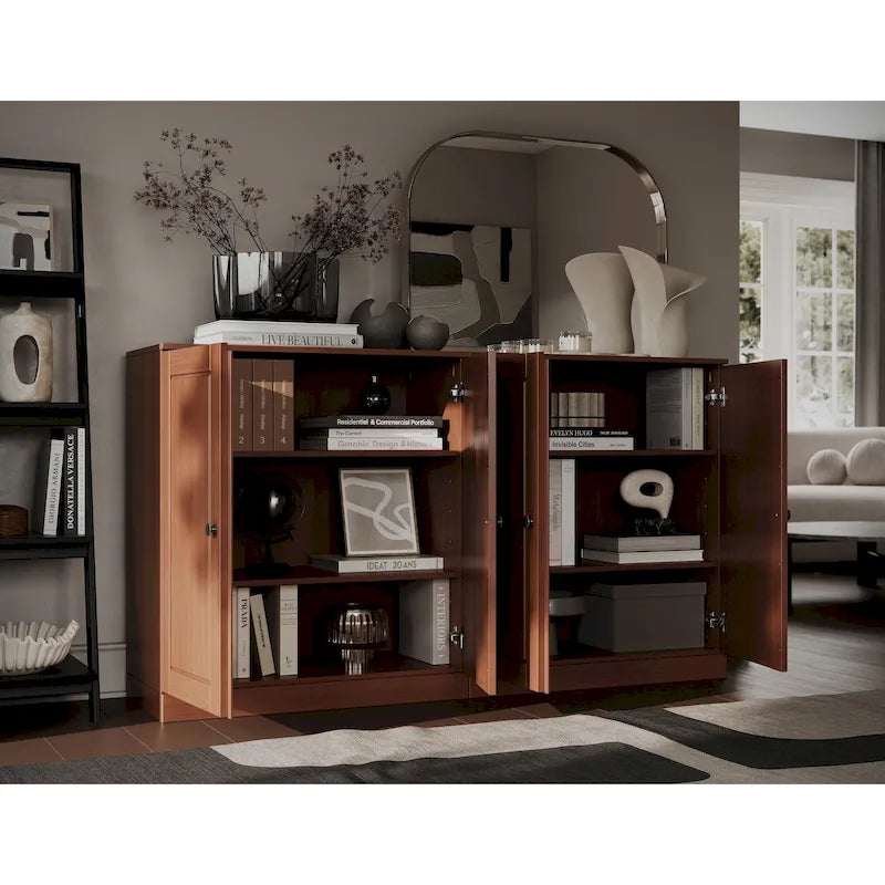 Sideboard aus 100 % Massivholz mit Glas- oder Massivholztüren - 64 x 35.75