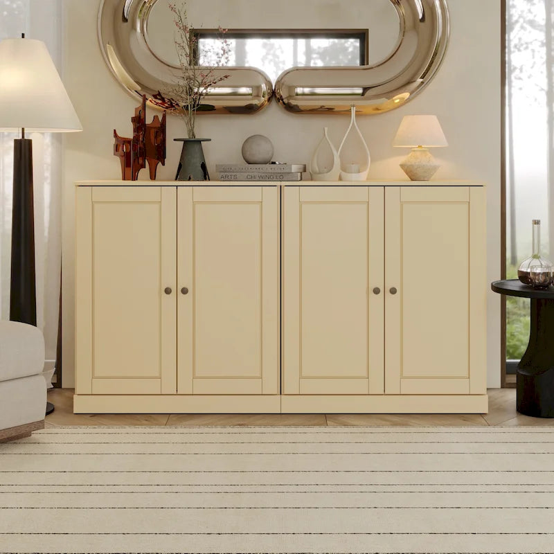 Sideboard aus 100 % Massivholz mit Glas- oder Massivholztüren - 64 x 35.75