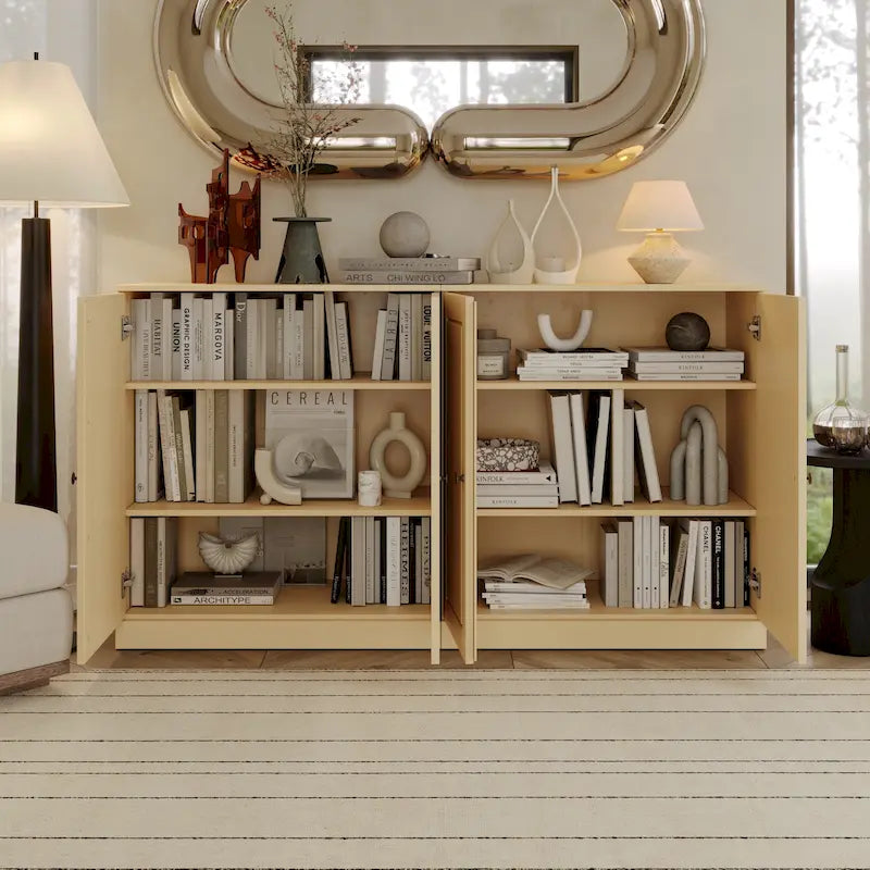 Sideboard aus 100 % Massivholz mit Glas- oder Massivholztüren - 64 x 35.75