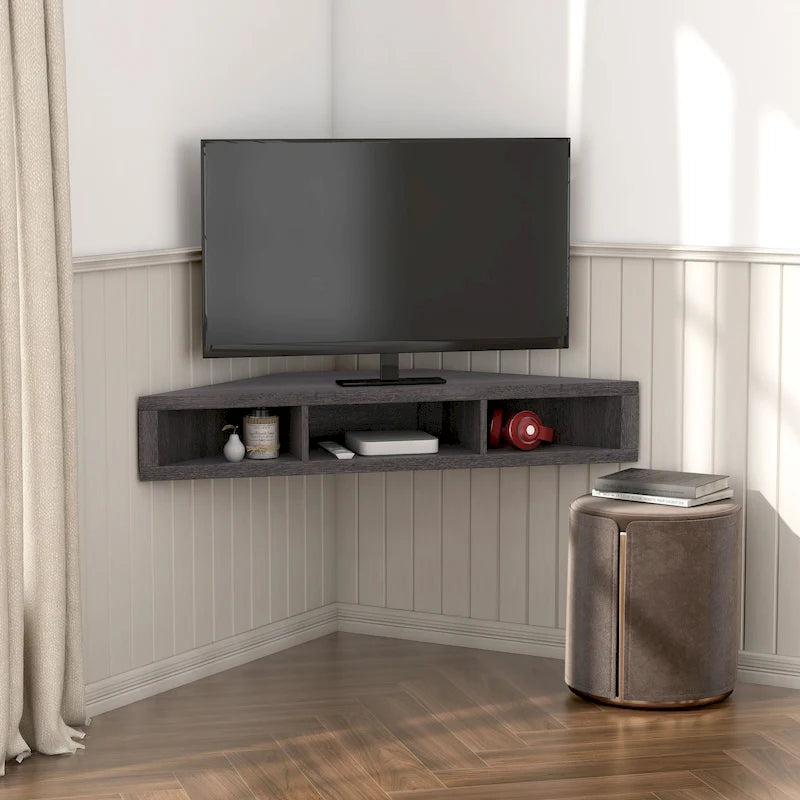 Transitional 47-inch 3-Shelf Corner Floating TV Stand