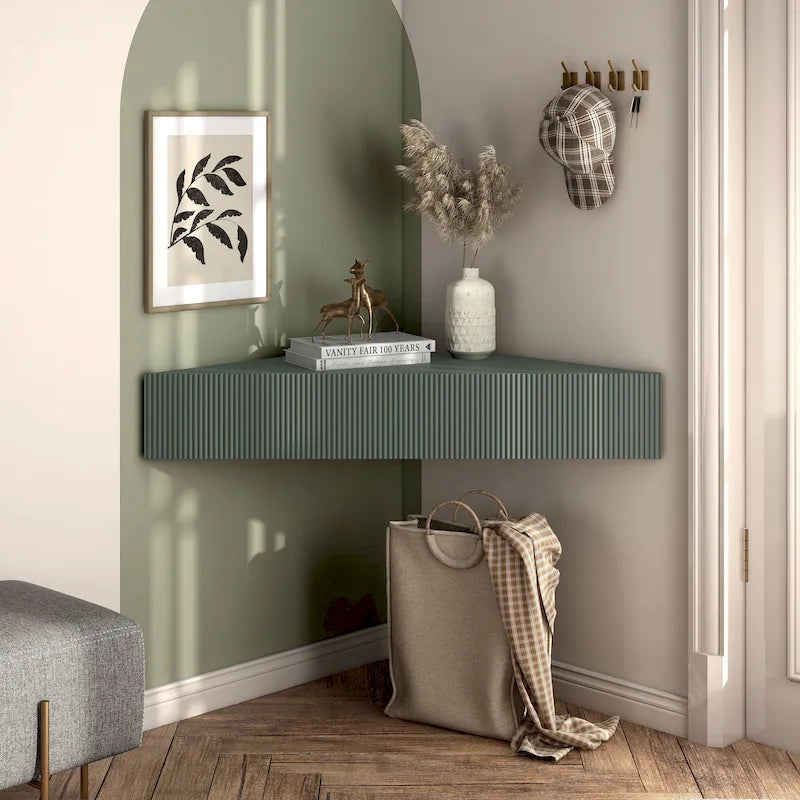 Transitional 47-inch 3-Shelf Corner Floating TV Stand