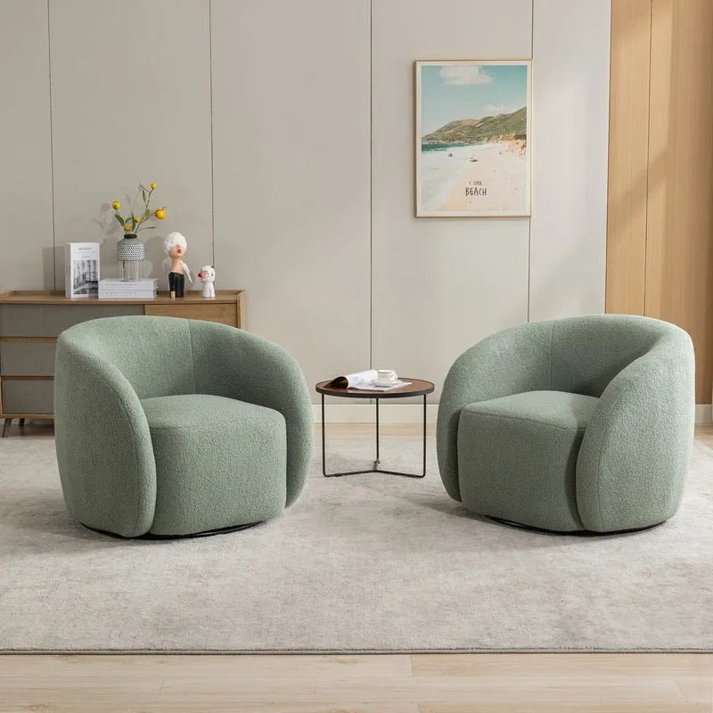 Upholstered 360-Degree Swivel Accent Armchair (Set of 2)