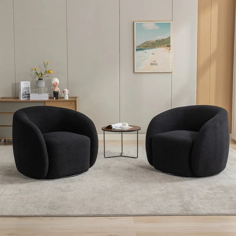 Upholstered 360-Degree Swivel Accent Armchair (Set of 2)
