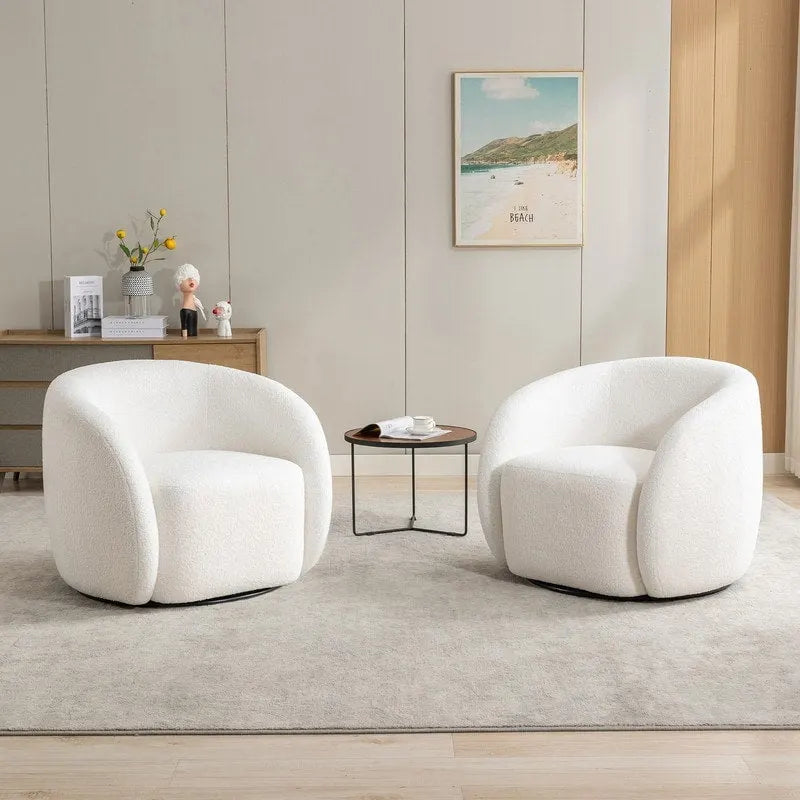 Upholstered 360-Degree Swivel Accent Armchair (Set of 2)