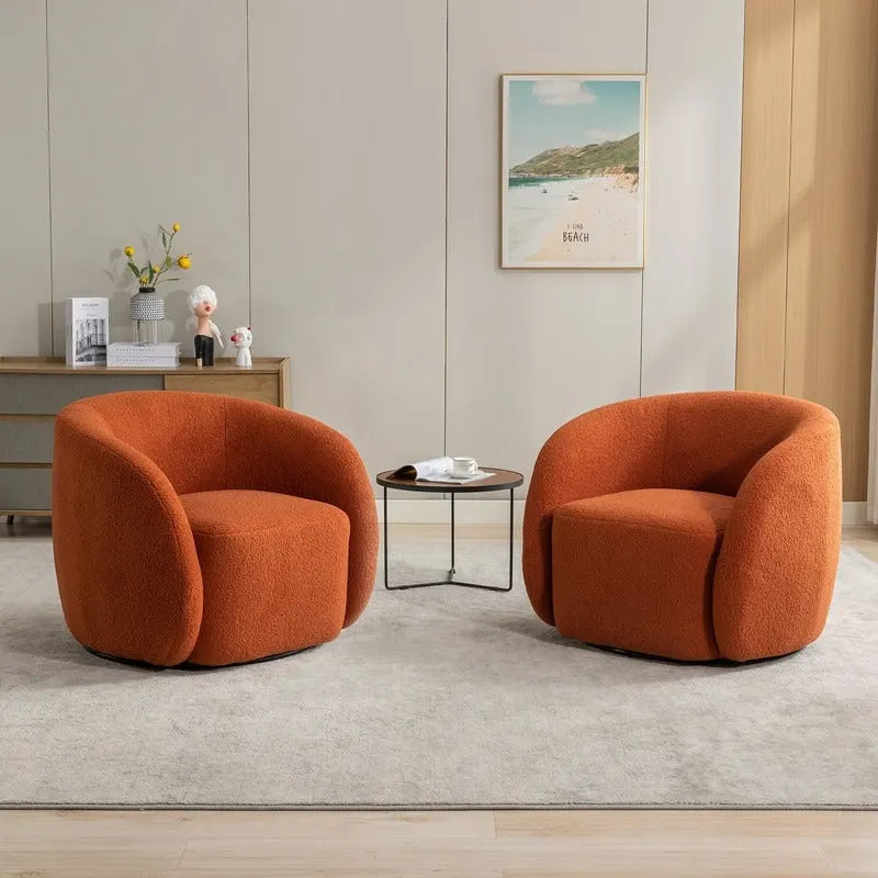 Upholstered 360-Degree Swivel Accent Armchair (Set of 2)