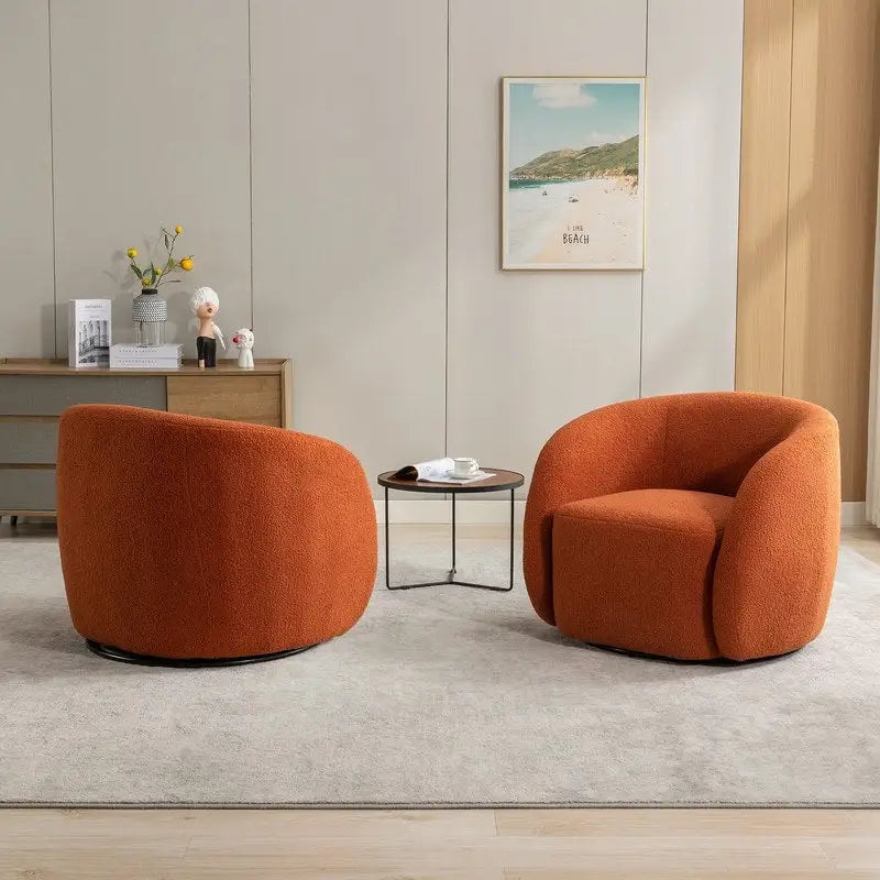 Upholstered 360-Degree Swivel Accent Armchair (Set of 2)