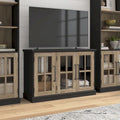 46W TV Stand for 65 Inch TV with Glass Doors and Storage