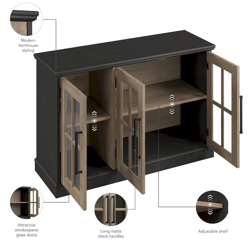 46W TV Stand for 65 Inch TV with Glass Doors and Storage