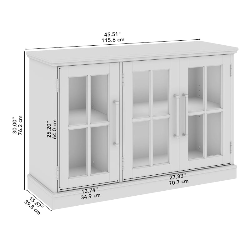 46W TV Stand for 65 Inch TV with Glass Doors and Storage