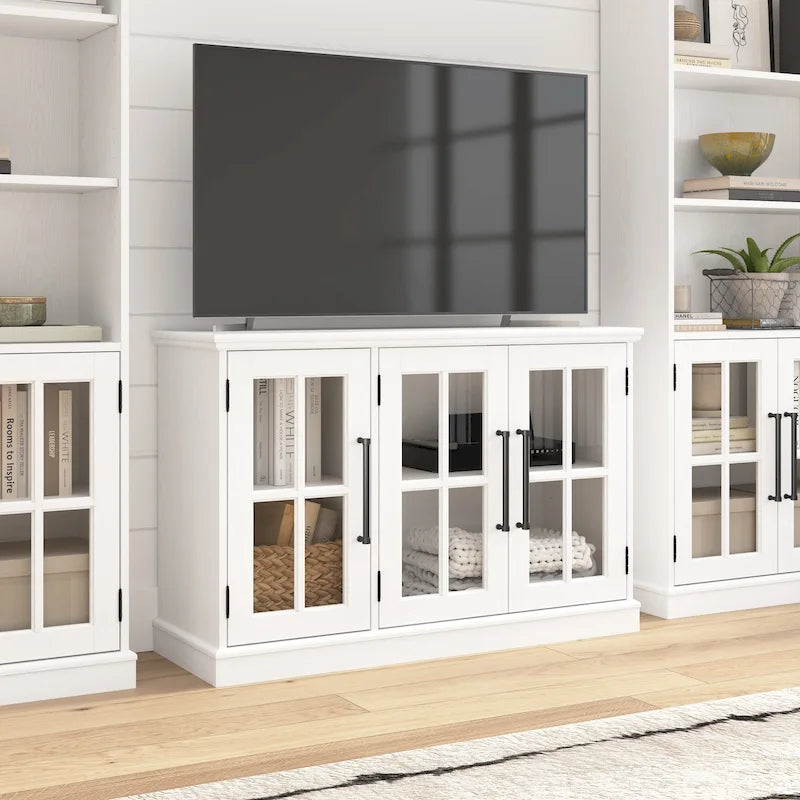 46W TV Stand for 65 Inch TV with Glass Doors and Storage