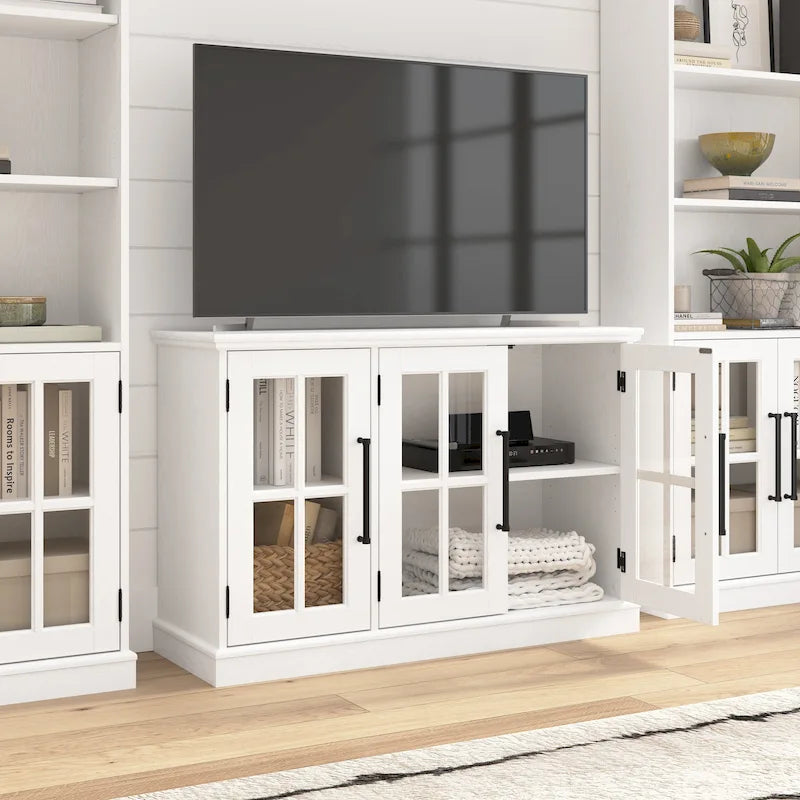 46W TV Stand for 65 Inch TV with Glass Doors and Storage