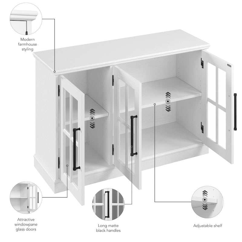 46W TV Stand for 65 Inch TV with Glass Doors and Storage