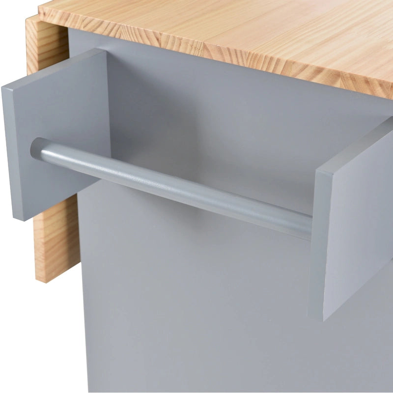 Kitchen Island Cart with Solid Wood Top and Locking Wheels