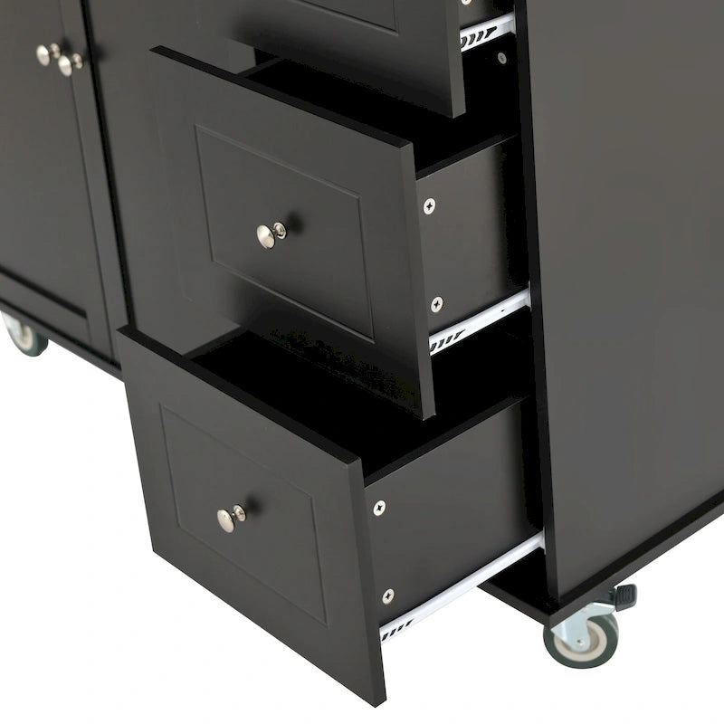 Kitchen Island Cart with Solid Wood Top and Locking Wheels