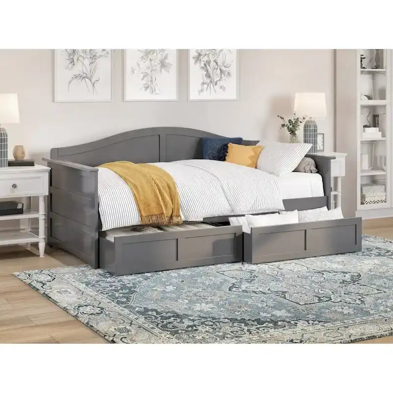 Twin Size Wooden Daybed with Storage Drawers