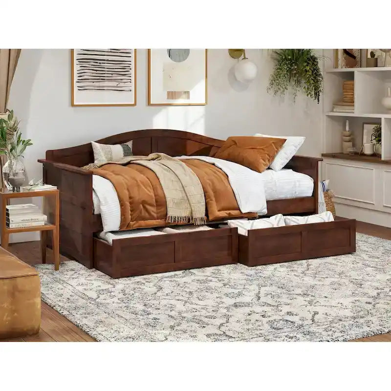 Twin Size Wooden Daybed with Storage Drawers