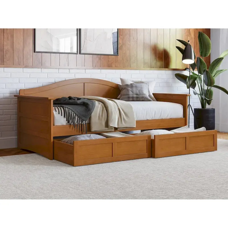 Twin Size Wooden Daybed with Storage Drawers