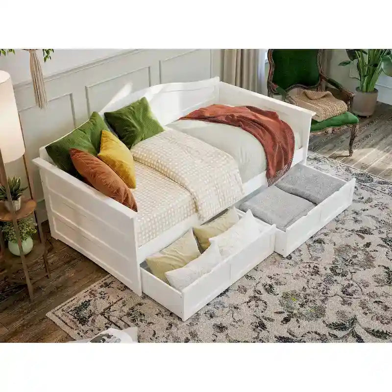 Twin Size Wooden Daybed with Storage Drawers