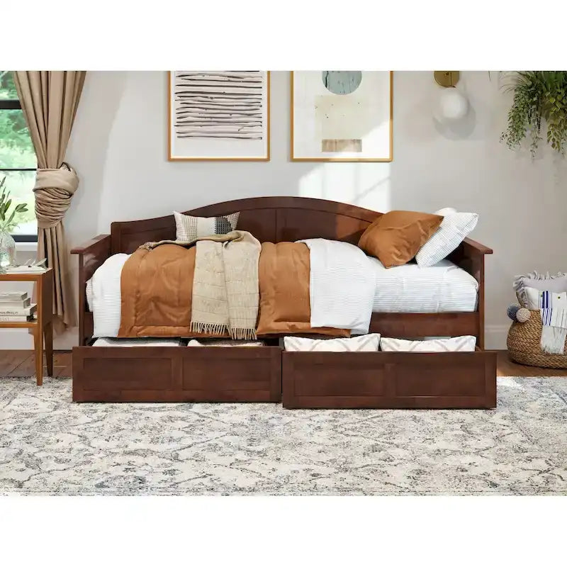 Twin Size Wooden Daybed with Storage Drawers
