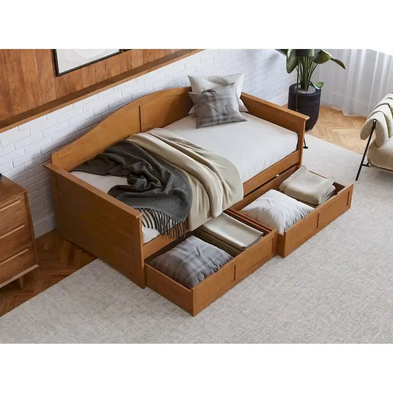 Twin Size Wooden Daybed with Storage Drawers